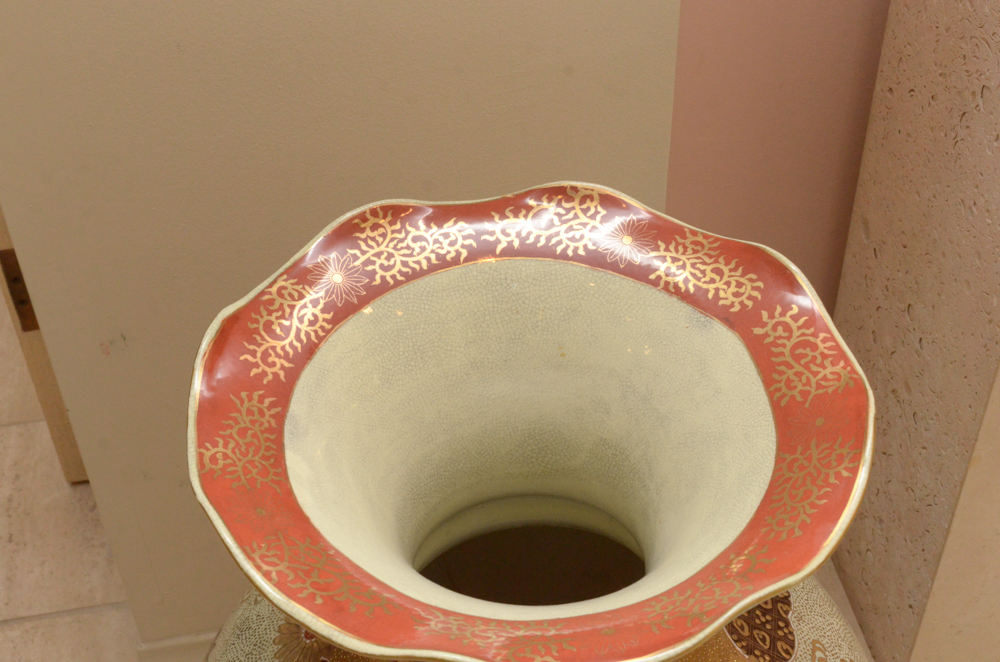 Chinese Satsuma Style Hand-Painted Ceramic Vase