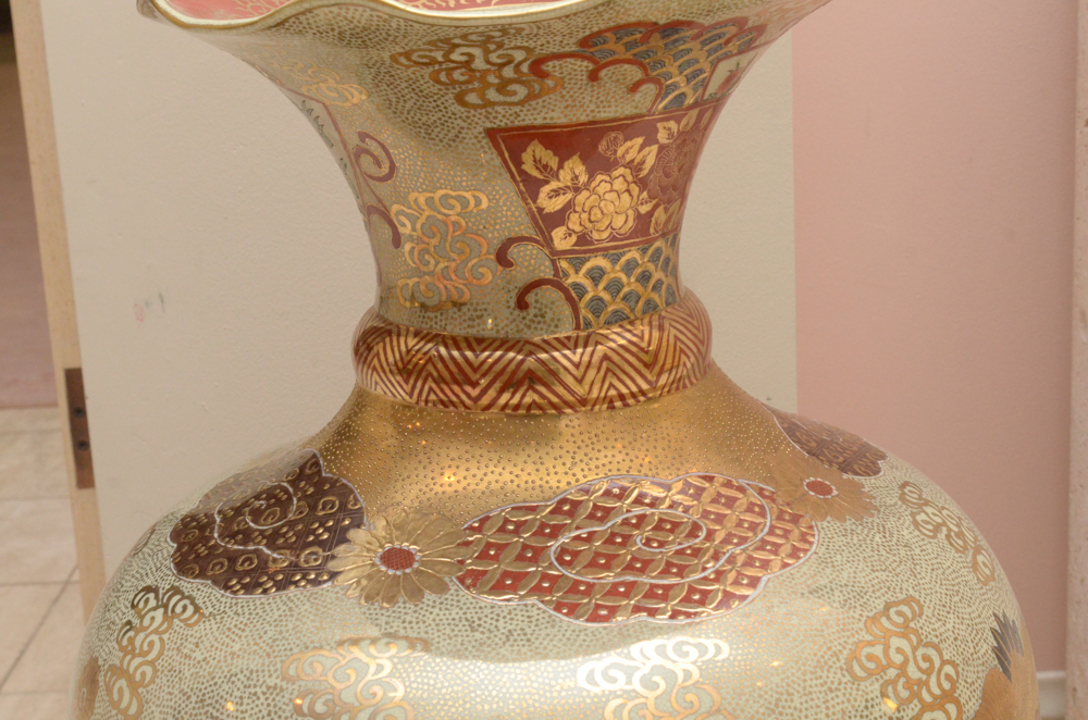 Chinese Satsuma Style Hand-Painted Ceramic Vase