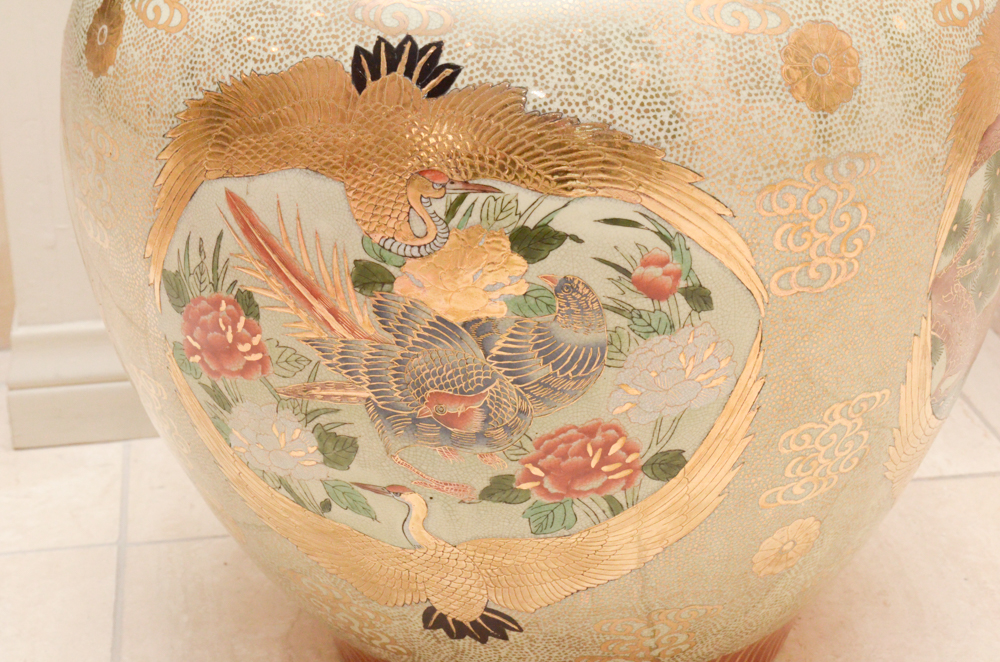 Chinese Satsuma Style Hand-Painted Ceramic Vase