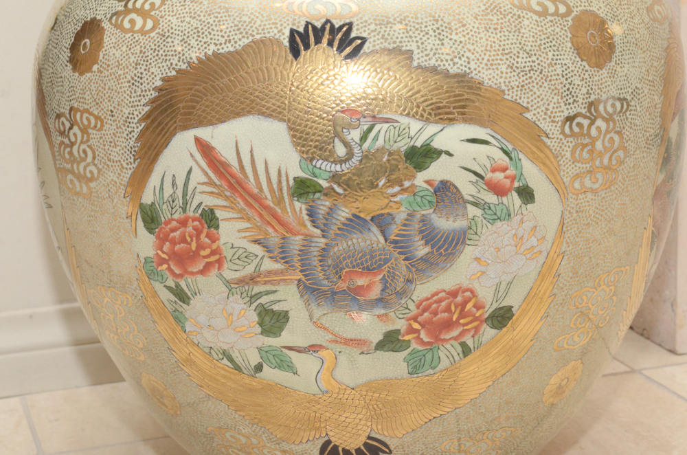 Chinese Satsuma Style Hand-Painted Ceramic Vase