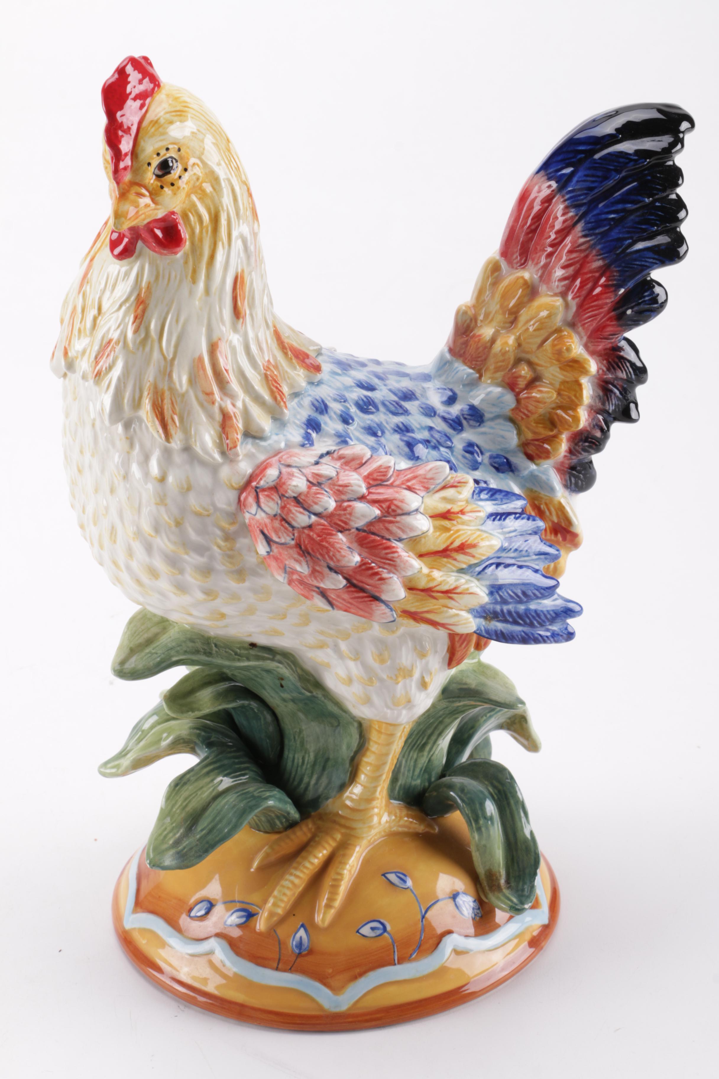 Fitz and Floyd "Ricamo" Rooster and Hen Figurines