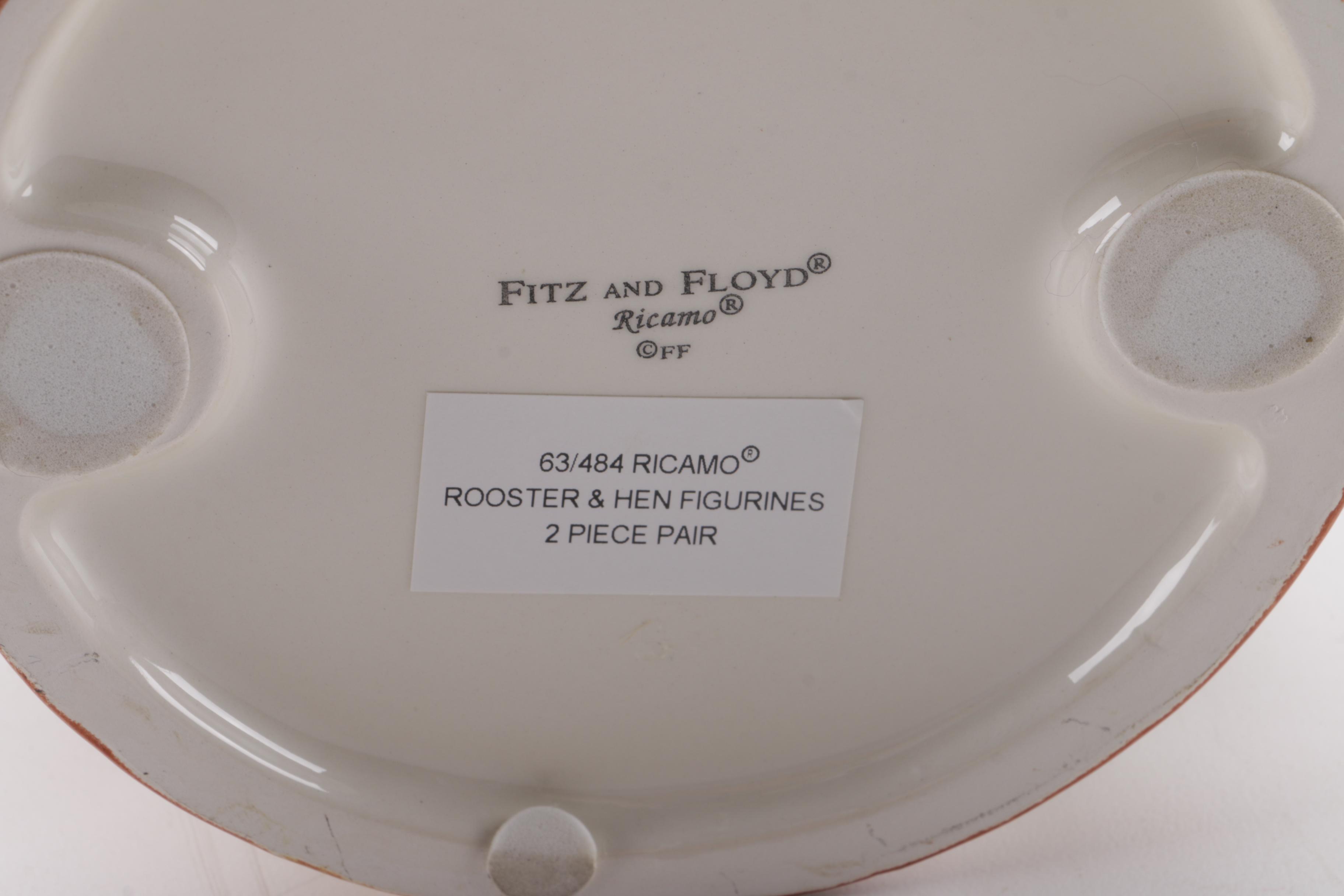 Fitz and Floyd "Ricamo" Rooster and Hen Figurines