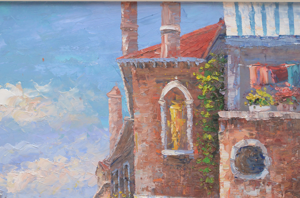 Oil Painting on Canvas of a Venetian Canal