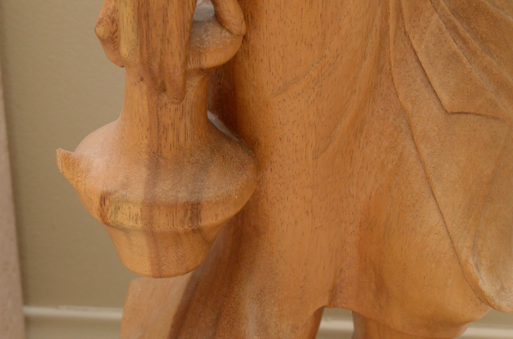 East Asian-Inspired Carved Wooden Female Figure
