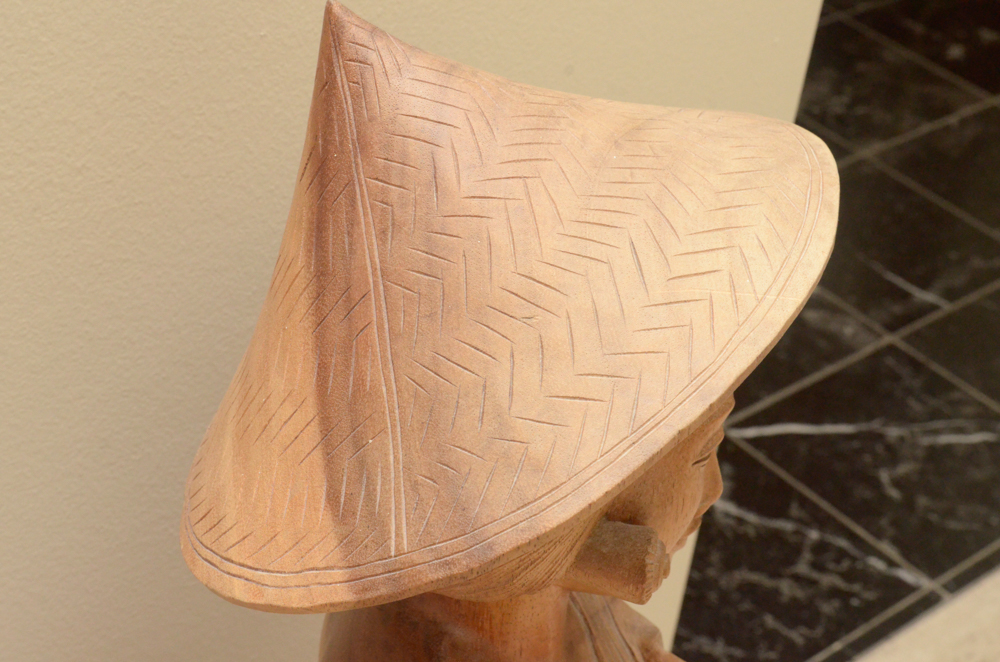 East Asian-Inspired Carved Wooden Female Figure