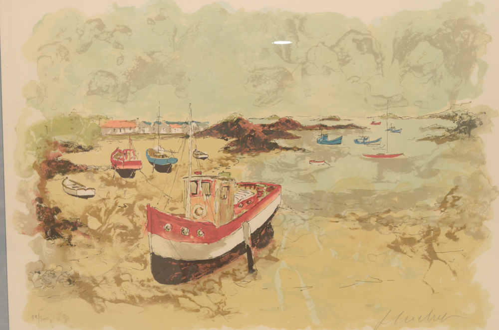 Urbain Huchet Limited Edition Lithograph "Low Tide"