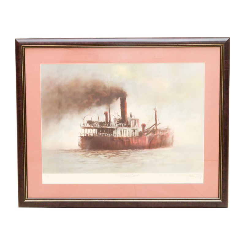 Artists Proof Lithograph "Coastal Boat"