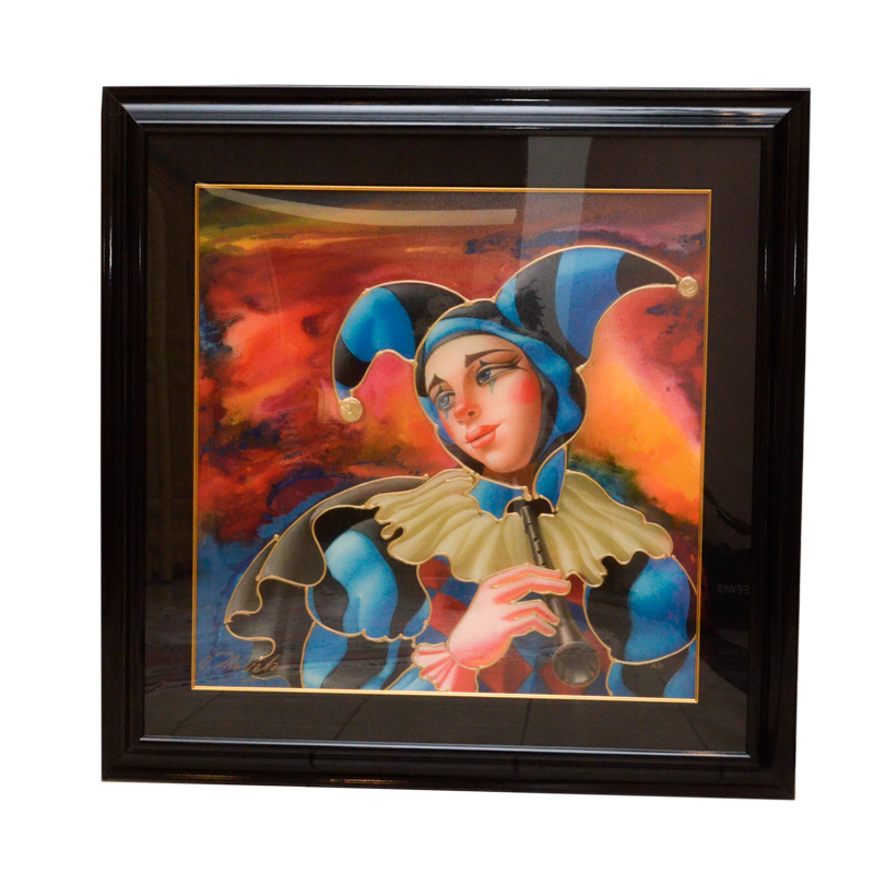 Oleg Zhivetin Hand Embellished Limited Edition Giclee "Blue Clown Dreamer"