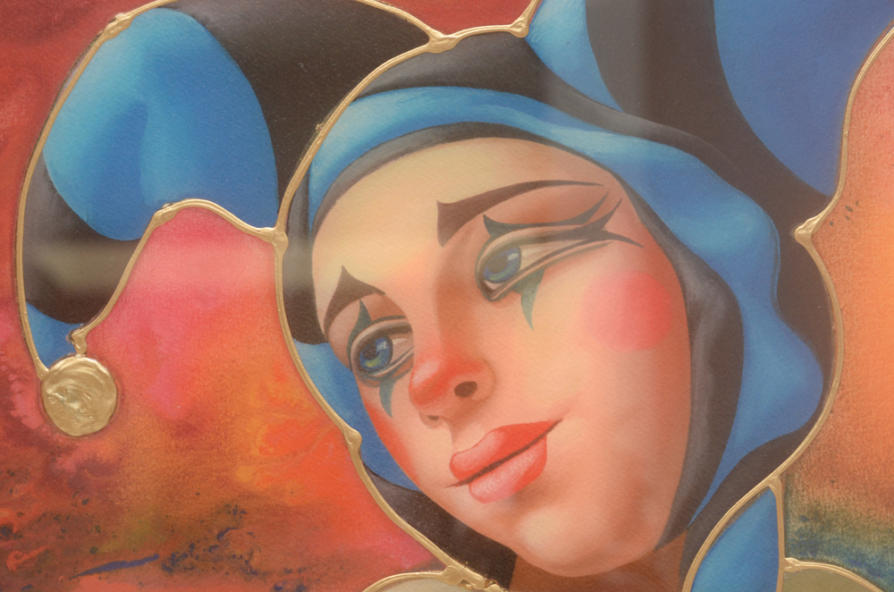 Oleg Zhivetin Hand Embellished Limited Edition Giclee "Blue Clown Dreamer"