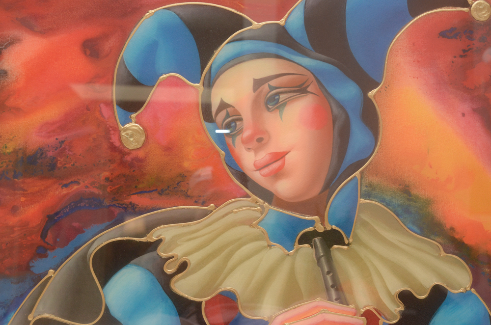 Oleg Zhivetin Hand Embellished Limited Edition Giclee "Blue Clown Dreamer"