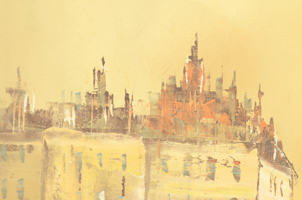 Framed Oil Painting on Canvas of a European City