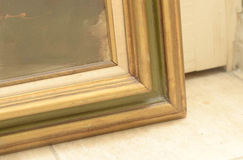 Framed Oil Painting on Canvas of a European City