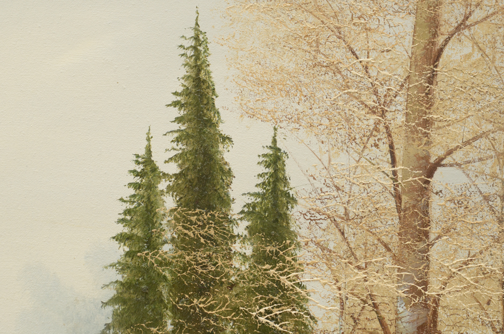 Oil Painting on Canvas of a Woodland Pond