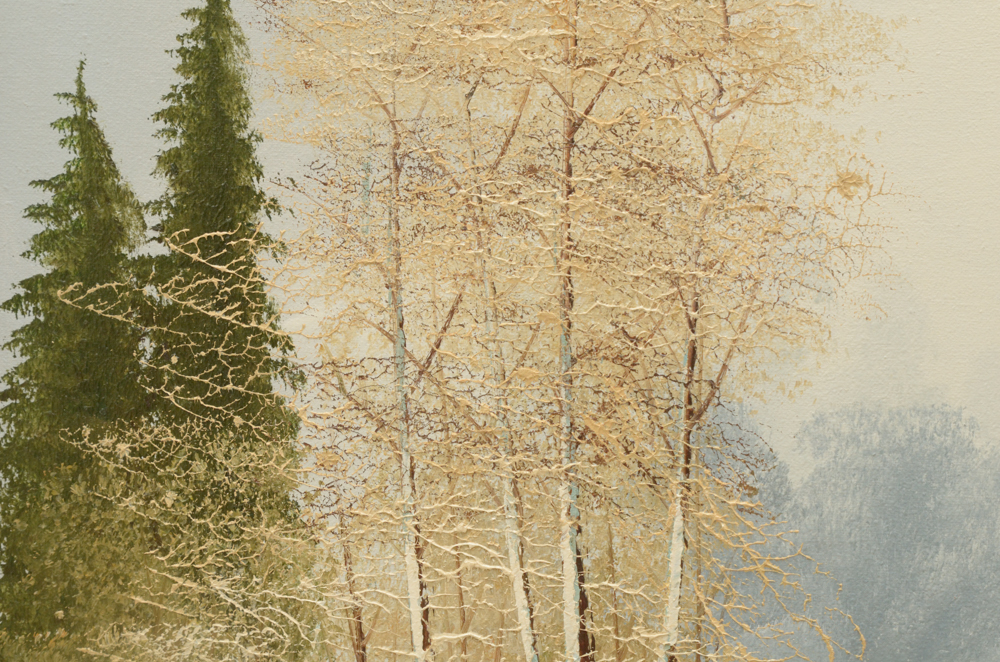 Oil Painting on Canvas of a Woodland Pond