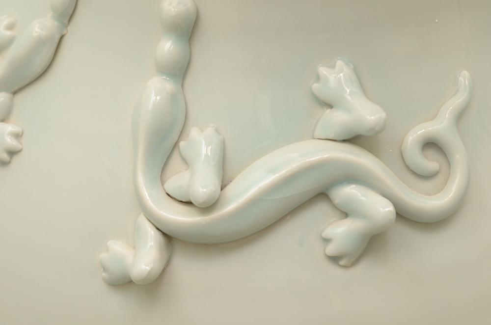 Chinese Celedon-Style Floor Vase on Stand