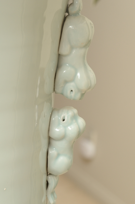 Chinese Celedon-Style Floor Vase on Stand