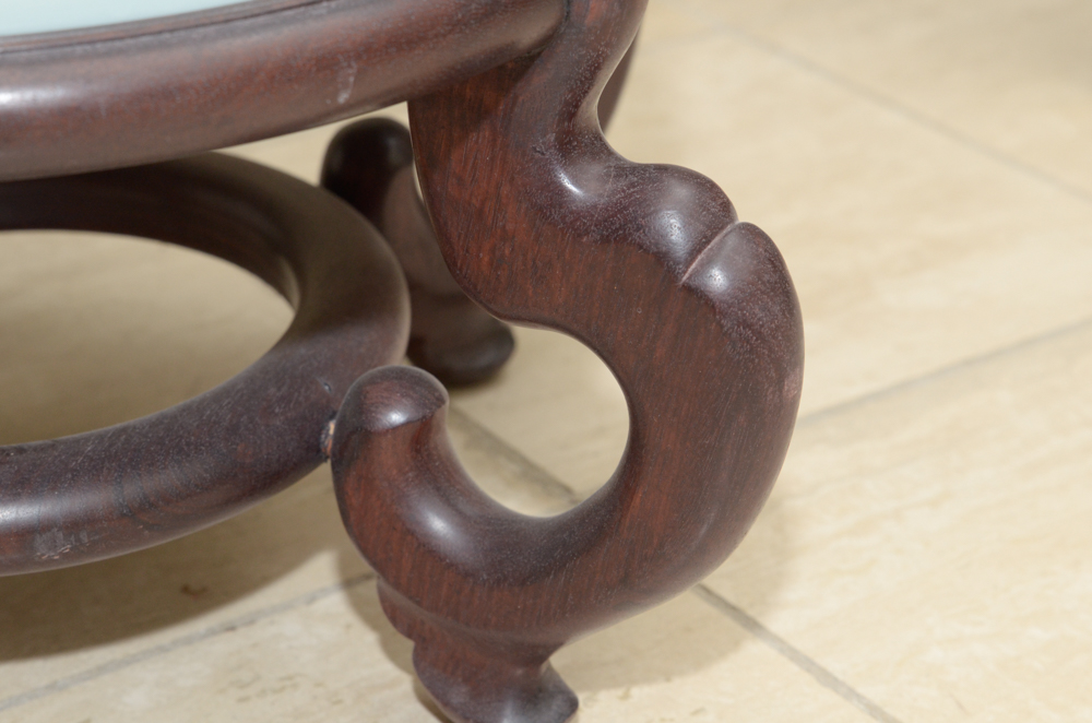 Chinese Celedon-Style Floor Vase on Stand