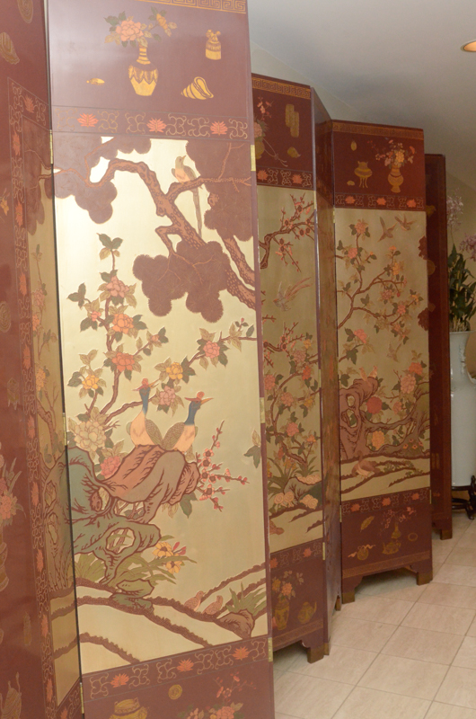 Chinese Painted Wood Folding Screen