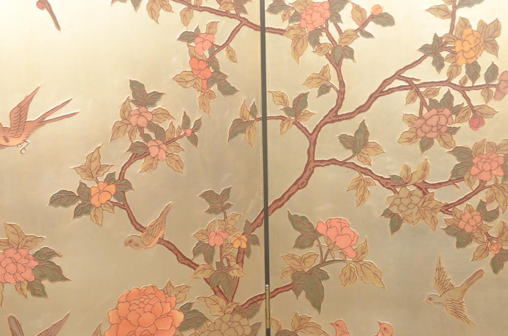 Chinese Painted Wood Folding Screen
