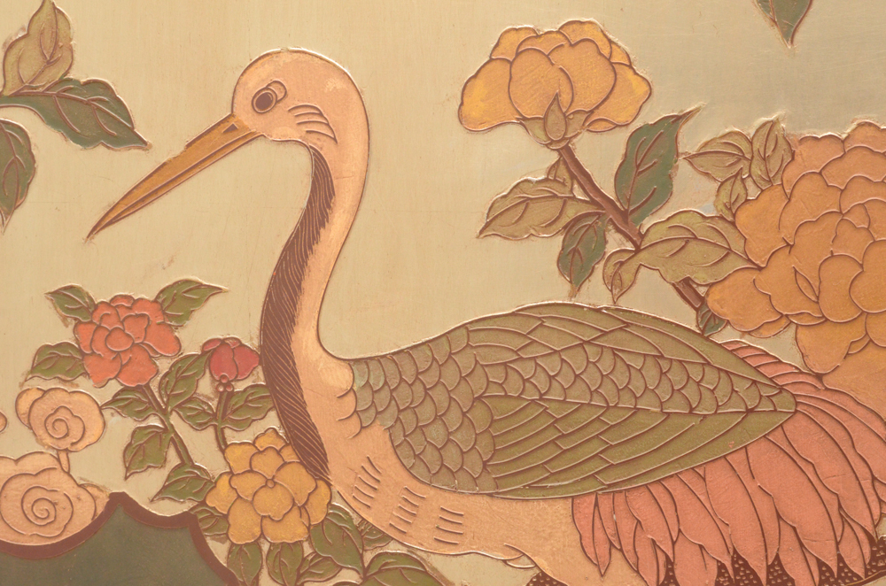 Chinese Painted Wood Folding Screen
