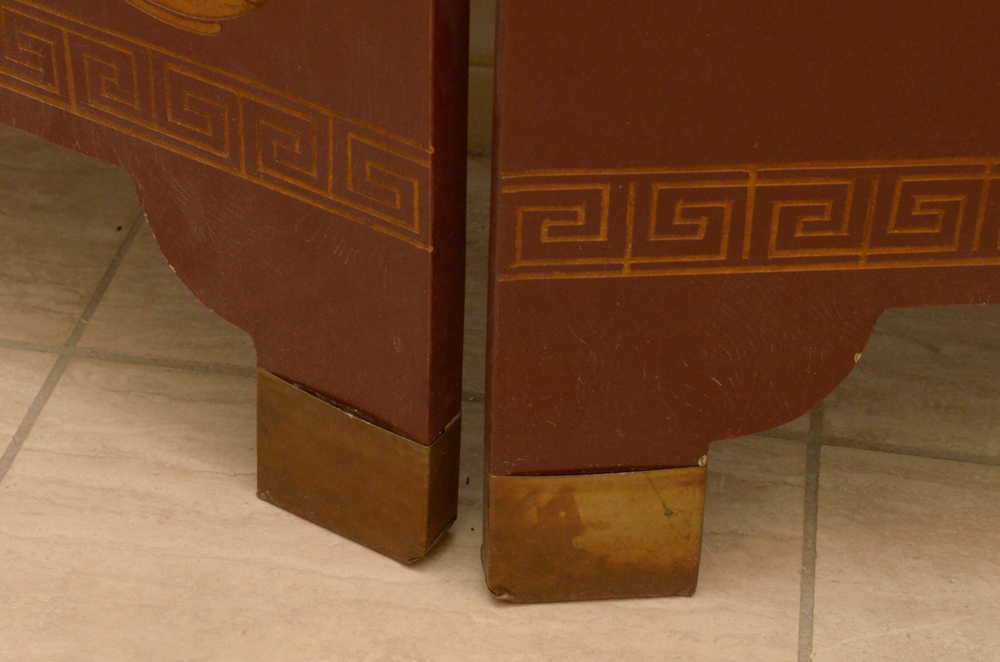 Chinese Painted Wood Folding Screen