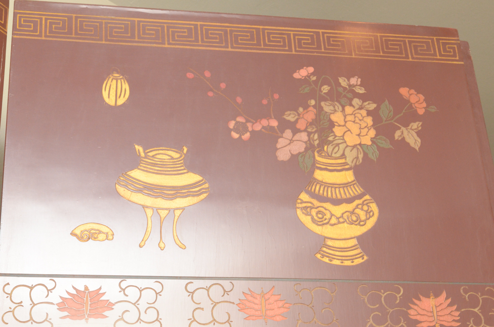 Chinese Painted Wood Folding Screen