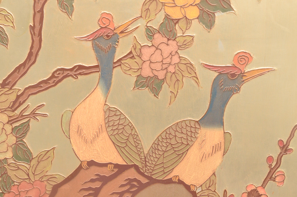 Chinese Painted Wood Folding Screen