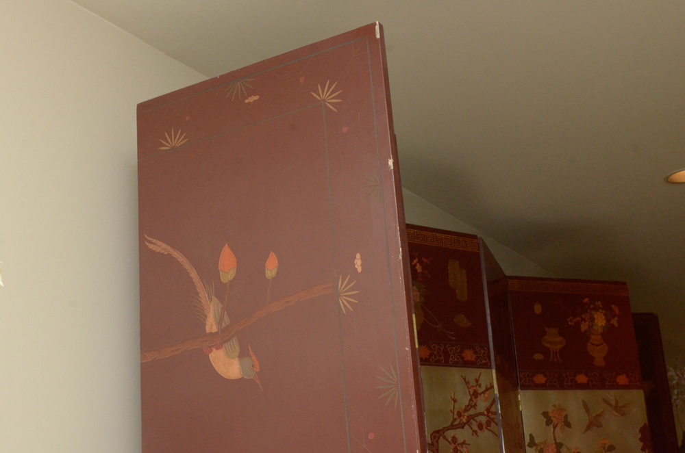 Chinese Painted Wood Folding Screen
