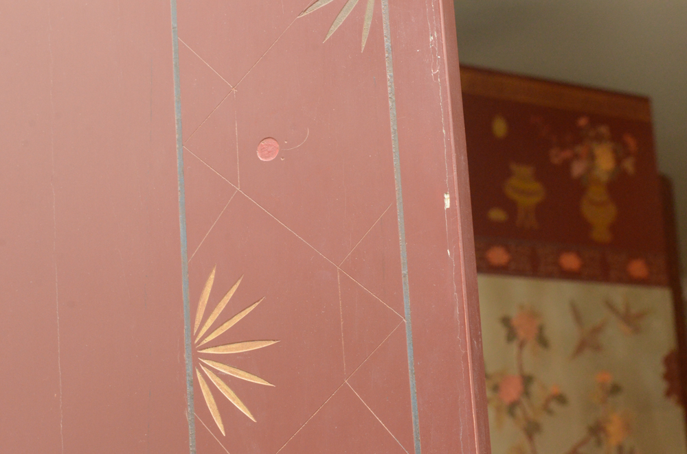 Chinese Painted Wood Folding Screen