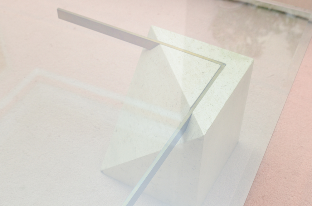Contemporary Glass and Stone Coffee Table