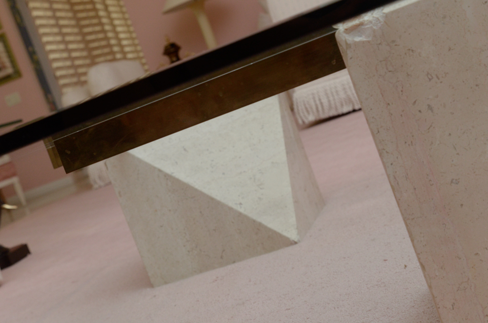 Contemporary Glass and Stone Coffee Table