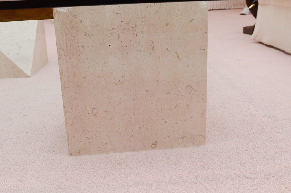 Contemporary Glass and Stone Coffee Table