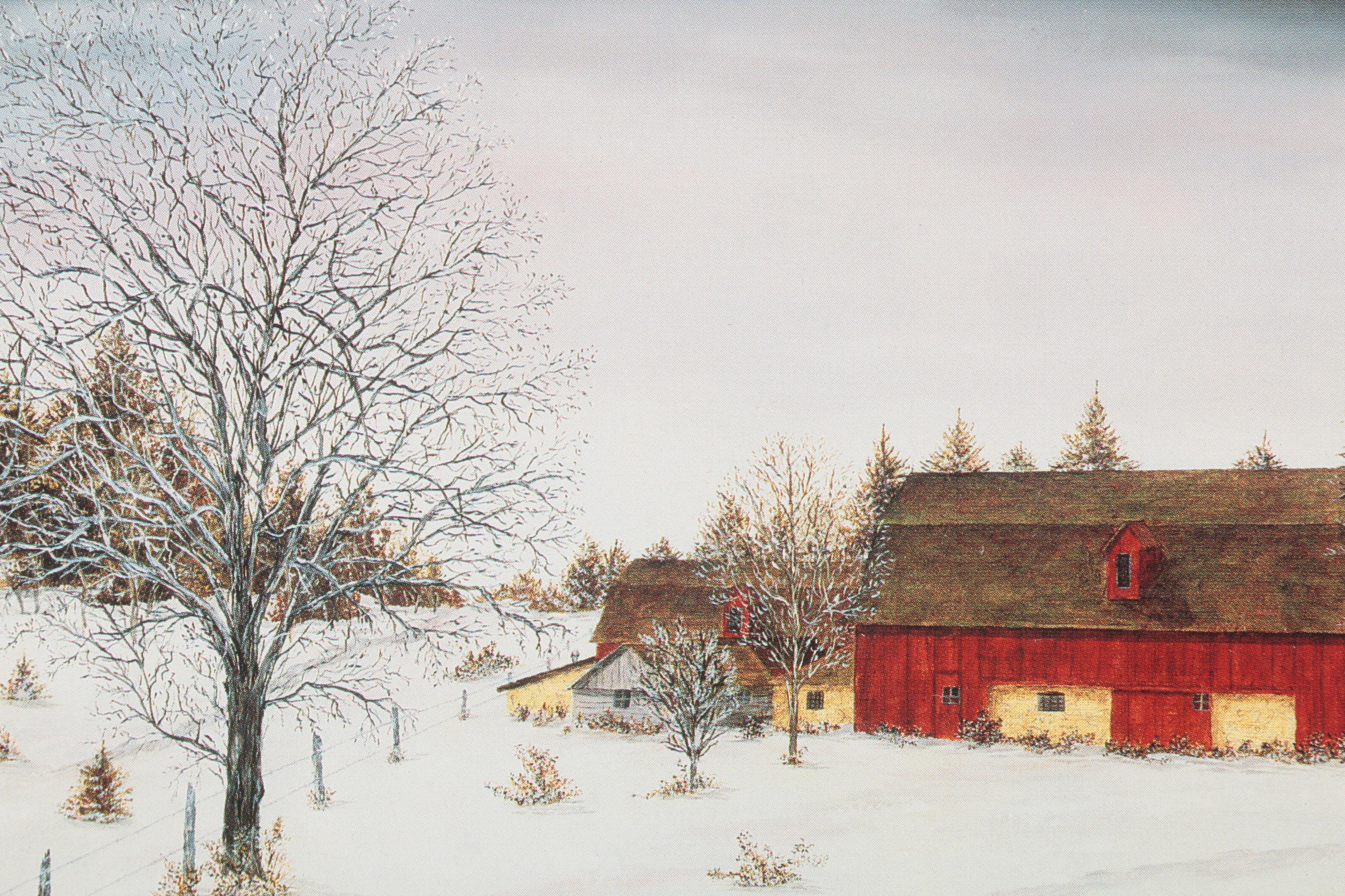 Audrey M. Casey Offset Lithograph "Solitude of Winter, Hwy 00, Door County, WI"