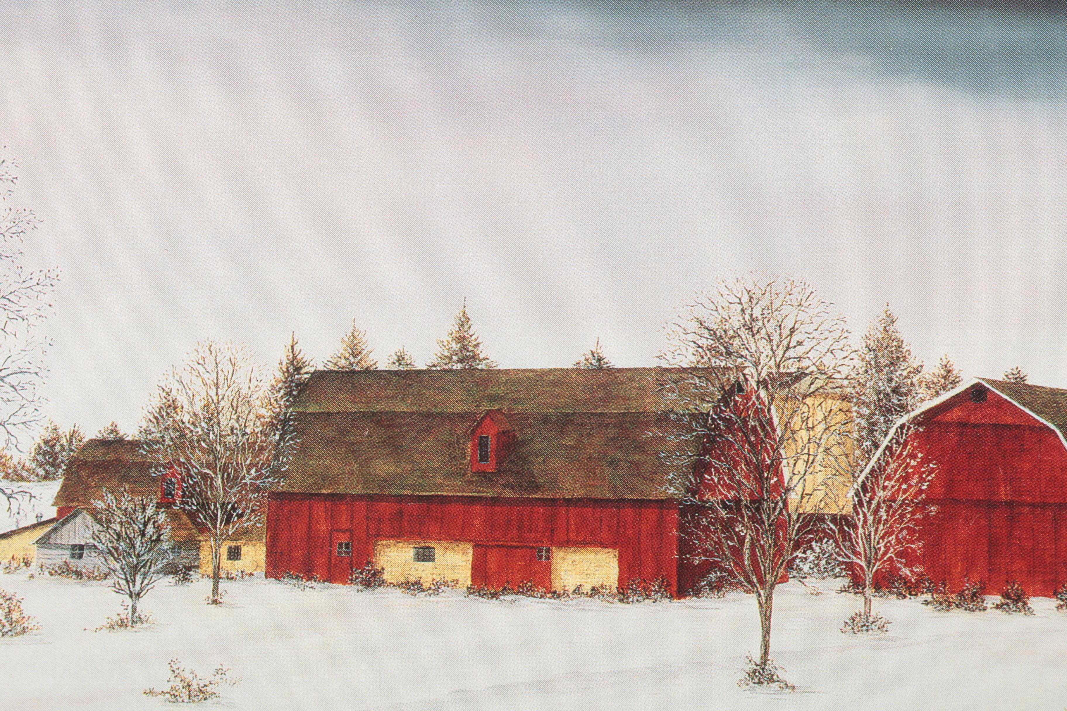 Audrey M. Casey Offset Lithograph "Solitude of Winter, Hwy 00, Door County, WI"
