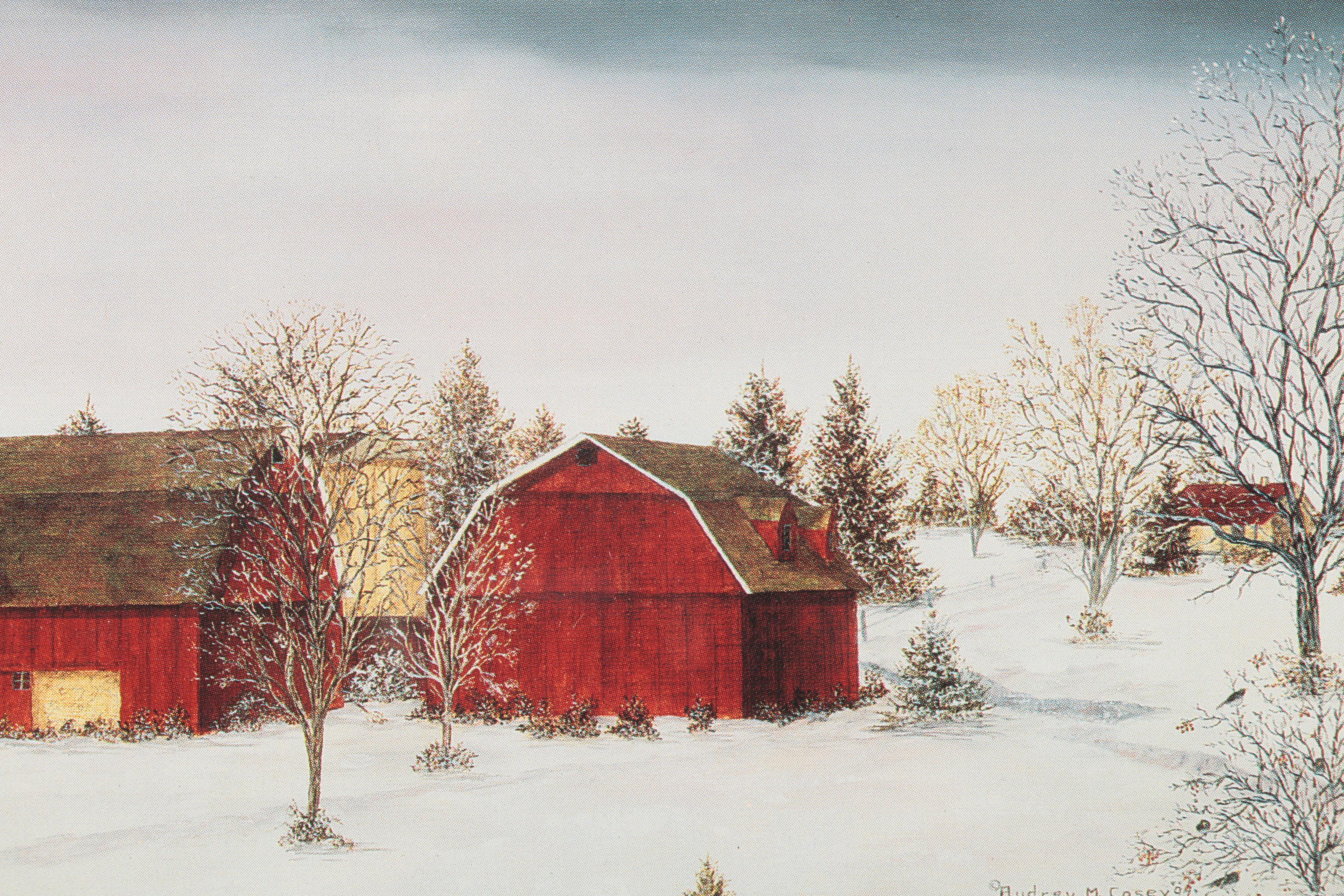 Audrey M. Casey Offset Lithograph "Solitude of Winter, Hwy 00, Door County, WI"