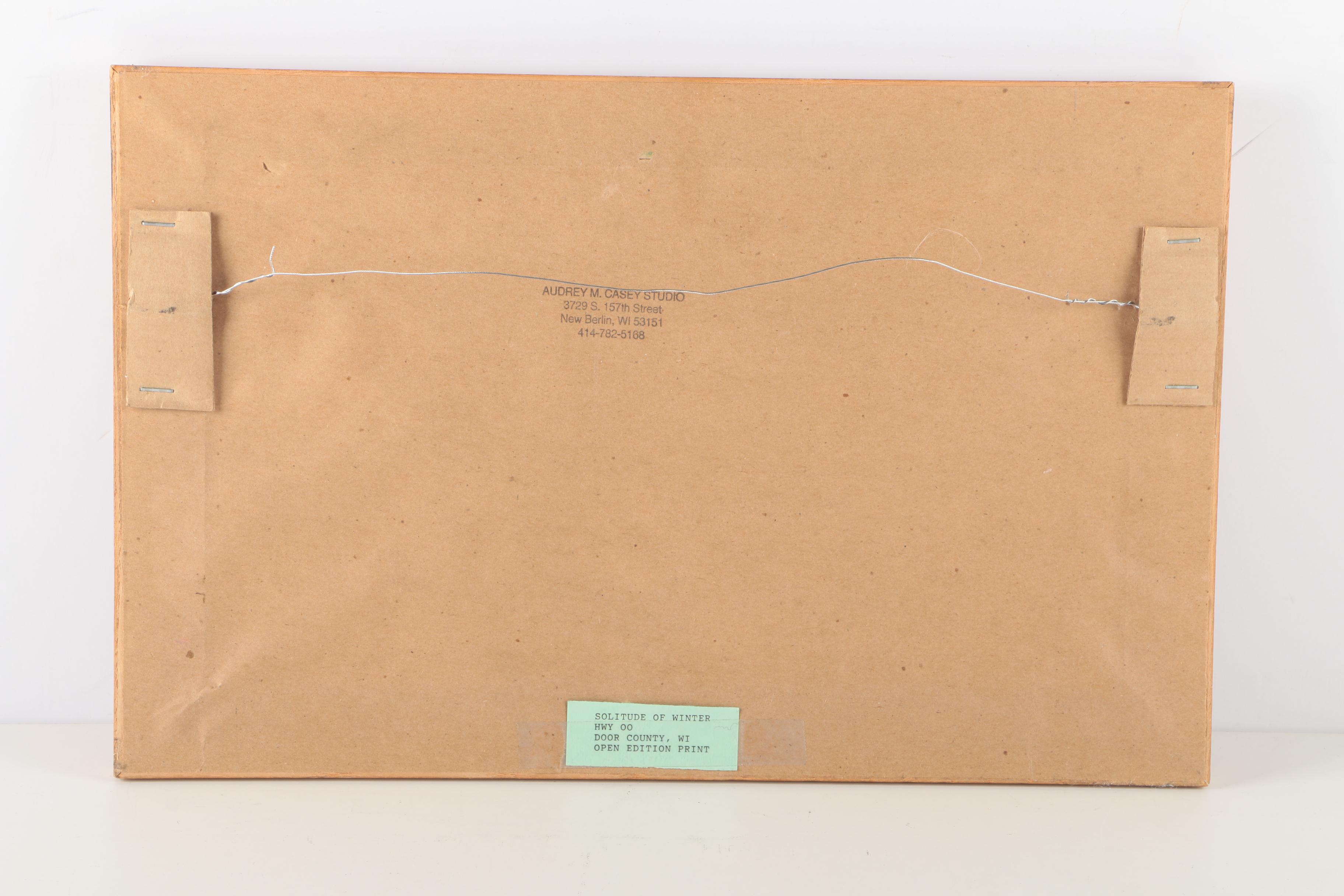 Audrey M. Casey Offset Lithograph "Solitude of Winter, Hwy 00, Door County, WI"