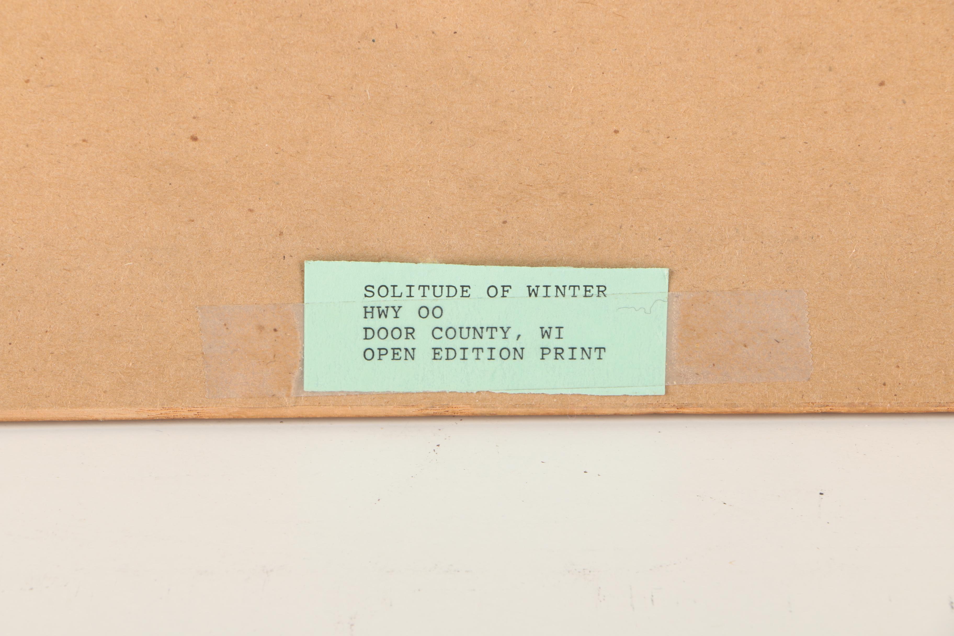 Audrey M. Casey Offset Lithograph "Solitude of Winter, Hwy 00, Door County, WI"