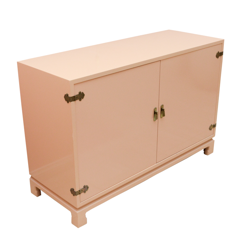 Vintage Salmon Pink Lacquered Credenza by John Widdicomb