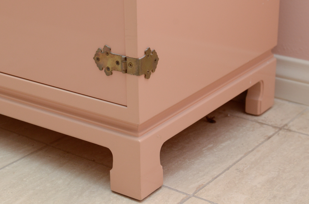 Vintage Salmon Pink Lacquered Credenza by John Widdicomb