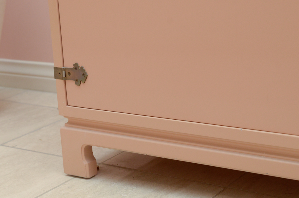 Vintage Salmon Pink Lacquered Credenza by John Widdicomb