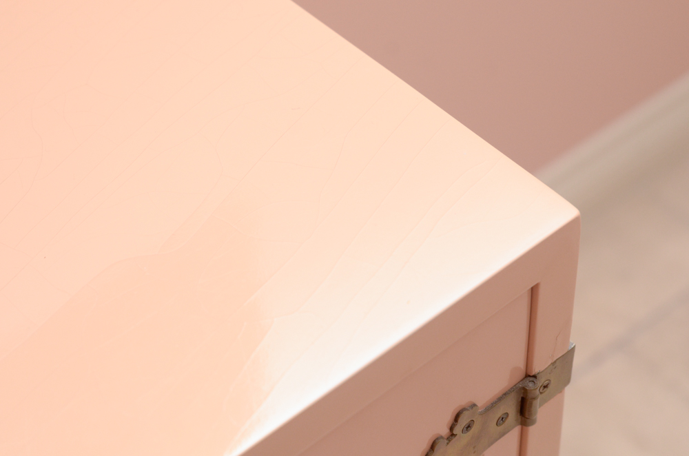 Vintage Salmon Pink Lacquered Credenza by John Widdicomb