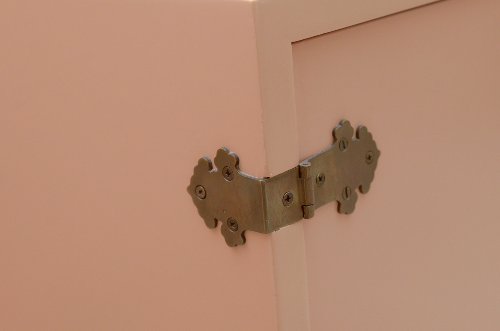 Vintage Salmon Pink Lacquered Credenza by John Widdicomb