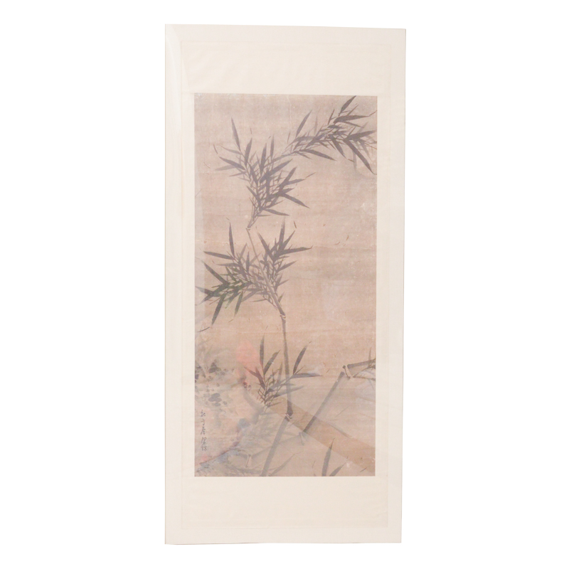 Chinese Watercolor on Paper of Bamboo Leaves