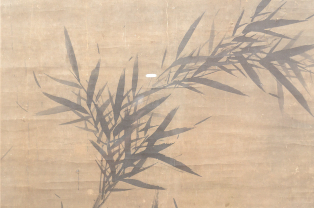 Chinese Watercolor on Paper of Bamboo Leaves
