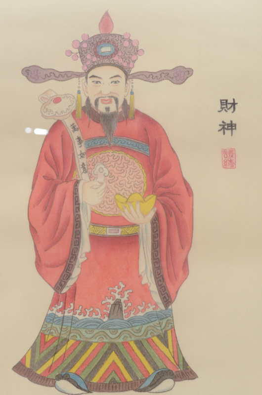 Chinese Prints "Inner Essence of Adornment" and "God of Wealth"
