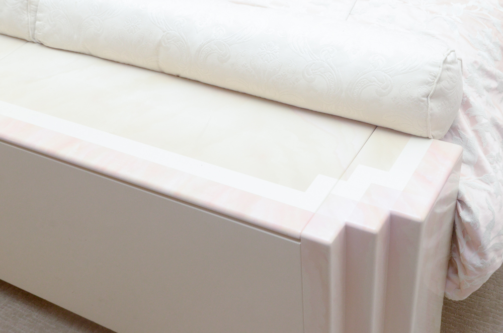 A. Parnian Signed Vintage Bed Frame, Foot Chest and Matching Bedside Tables