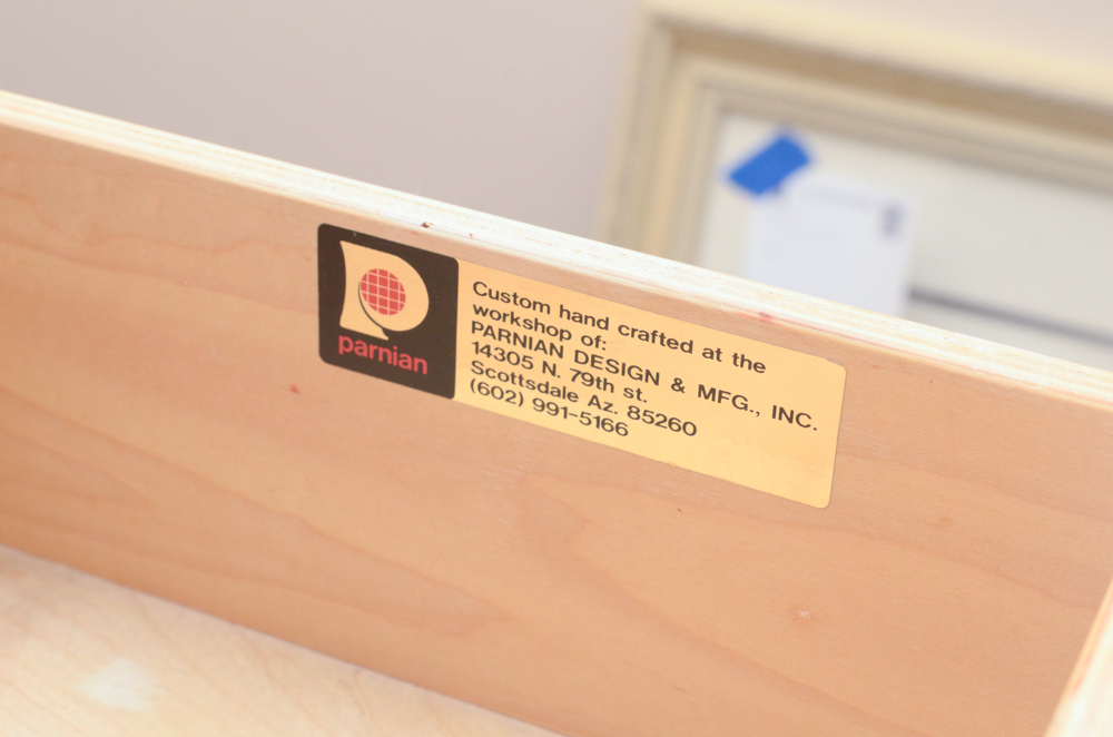 A. Parnian Signed Vintage Bed Frame, Foot Chest and Matching Bedside Tables