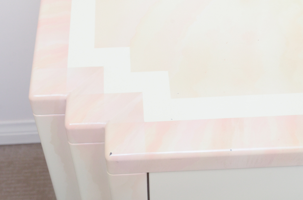 A. Parnian Signed Vintage Bed Frame, Foot Chest and Matching Bedside Tables