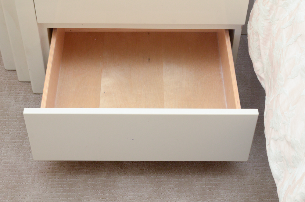 A. Parnian Signed Vintage Bed Frame, Foot Chest and Matching Bedside Tables