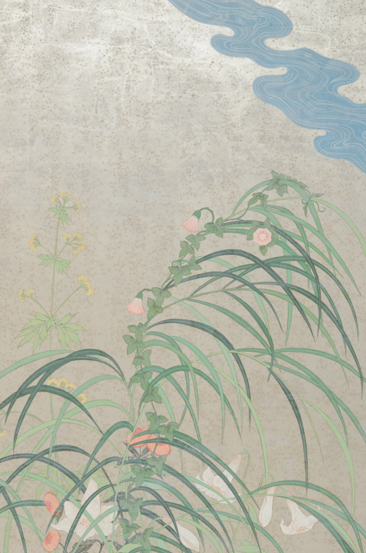 Chinese Style Painting on Board of River and Plants
